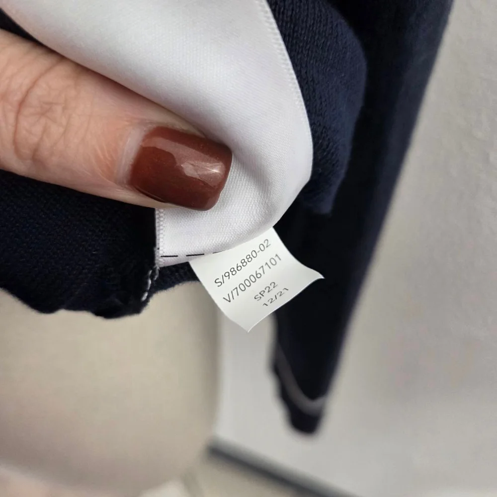 Athleta Lightweight Cardigan sweater navy blue white women's size medium